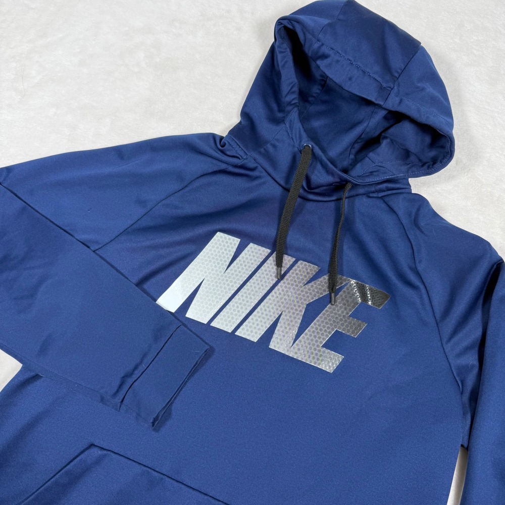 Nike Dri Fit Navy Blue Athletic Performance Hoodie Pullover Men's Large